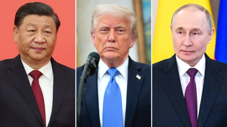 Xi Jinping, Donald Trump e Vladímir Putin.