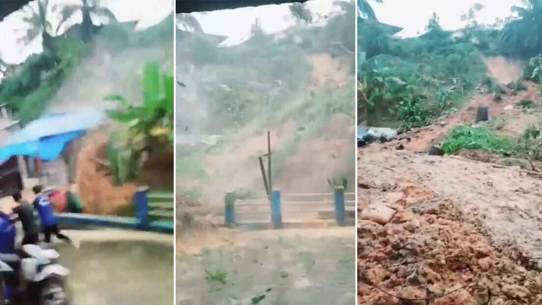 IMAGENS FORTES: deslizamento de terra destrói casa, mata mãe e filho