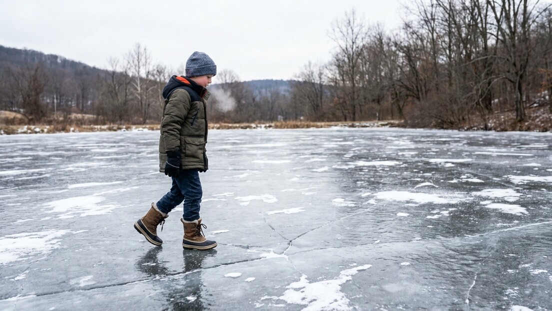 Menino cai em buraco de lago congelado na Rússia