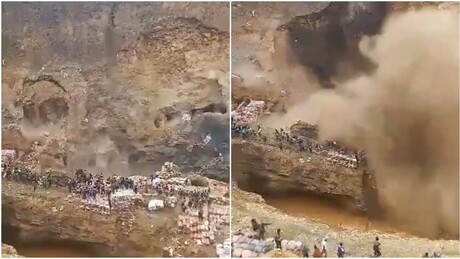 VÍDEO FORTE: desabamento em mina soterra dezenas de trabalhadores na África