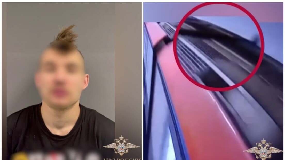 Bêbado viaja em cima do trem no metrô de Moscou