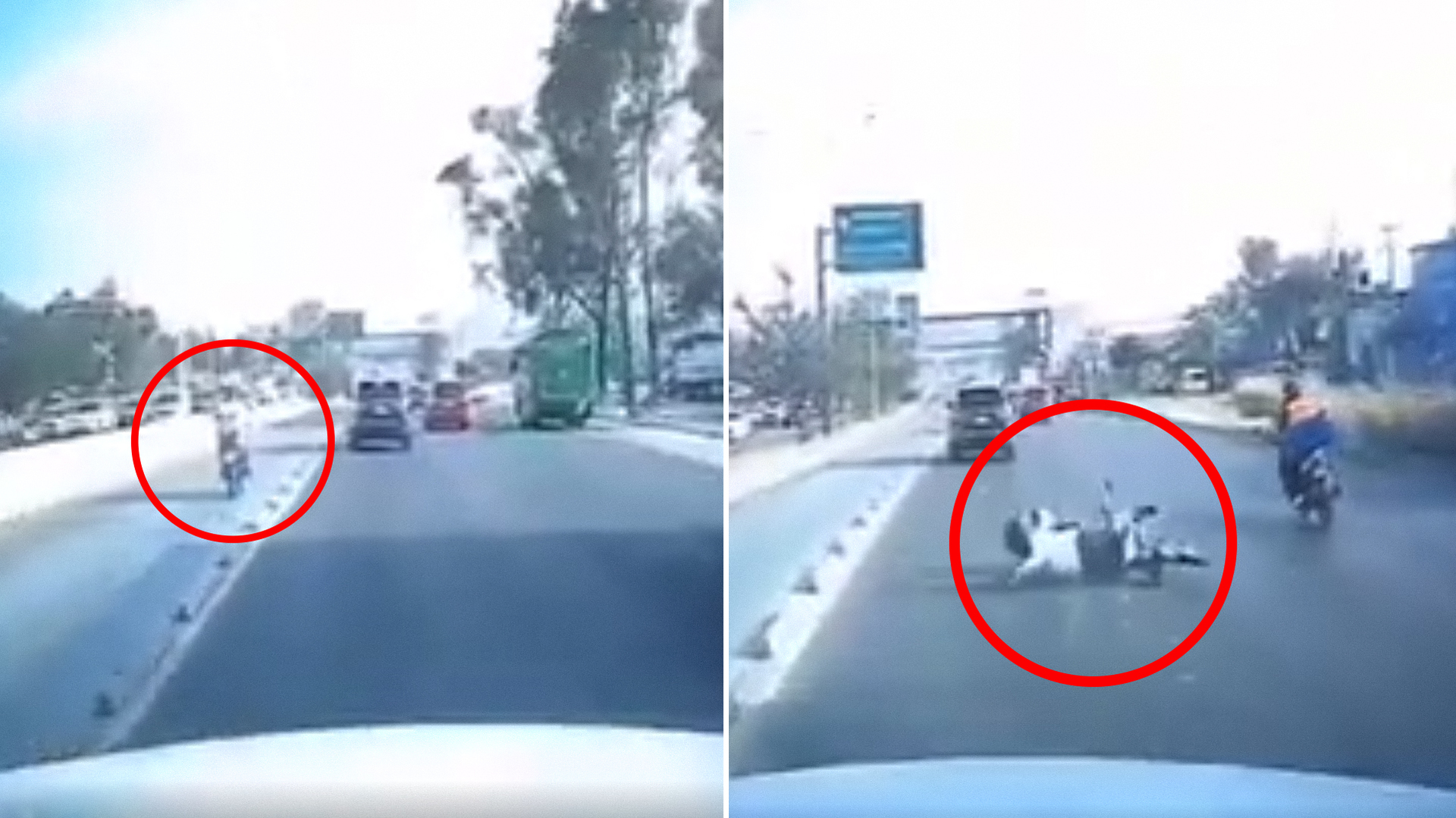 VÍDEO: motociclista sofre acidente ao invadir faixa exclusiva de ônibus no México