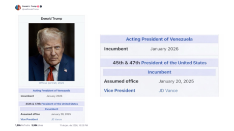 Trump manipula imagem e se coloca como presidente da Venezuela