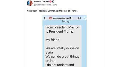 Trump revela mensagem privada de Macron
