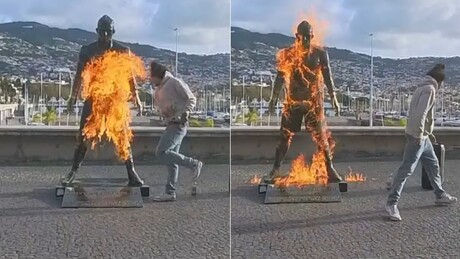 Estátua de Cristiano Ronaldo é incendiada na Ilha da Madeira