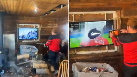 VÍDEO: Canadense destrói TV com motosserra após derrota para EUA no hóquei olímpico