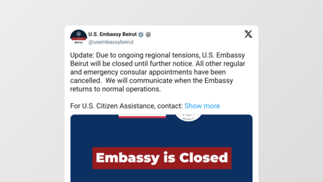 EUA fecham sua embaixada em Beirute, capital do Líbano