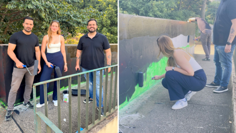 Militantes do MBL pintam bandeira da Palestina de preto