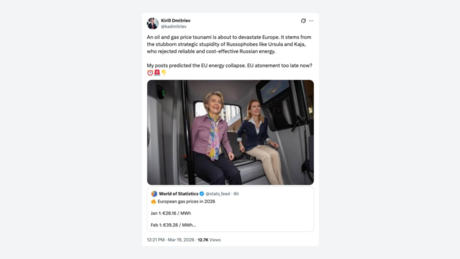 'Tsunami de preços do petróleo e gás está prestes a devastar a Europa', diz enviado do Kremlin