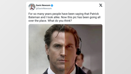 Governador da Califórnia comenta semelhança com personagem de 'Psicopata Americano': 'dizem isso há anos'