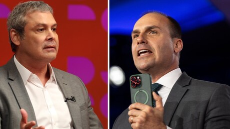 Deputado federal Lindbergh Farias (PT) e o ex-parlamentar Eduardo Bolsonaro (PL).