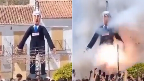 VÍDEO: Boneco gigante de Netanyahu é queimado na Espanha