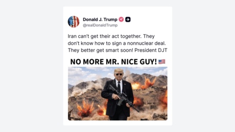 Trump posta foto portando fuzil de assalto em mensagem ameaçadora ao Irã