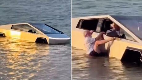 VÍDEO: Homem joga Tesla Cybertruck em lago para 'testar função' e acaba preso