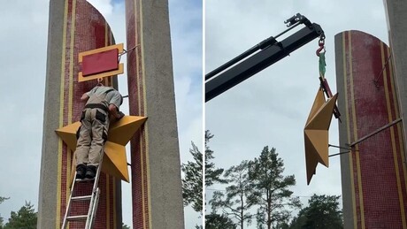 VÍDEO: Ucrânia mantém luta contra símbolos soviéticos e retira estrela de monumento histórico