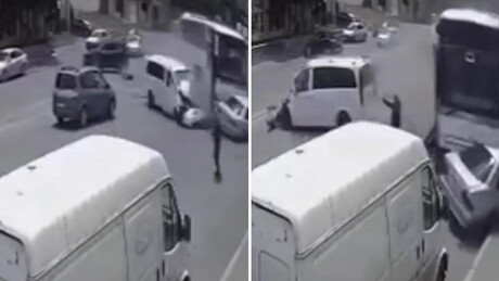 VÍDEO: Acidente envolvendo 7 carros quase mata pedestre, que escapa por milagre