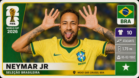 Neymar entra oficialmente no álbum da Copa do Mundo de 2026