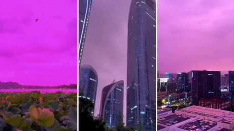 VÍDEO IMPRESSIONANTE: Tufão transforma céu da China em espetáculo de cores e encanta moradores