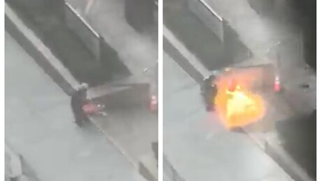 VÍDEO: Momento exato em que homem ateia fogo a prédio do governo em Nova York