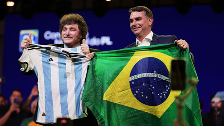 'Esquerdistas de merda': Confira pontos do discurso contundente de Milei em apoio à candidatura Flávio