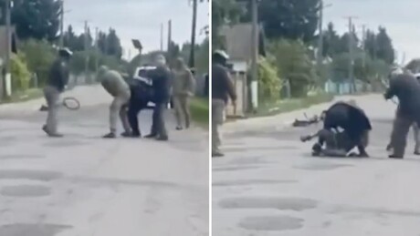 VÍDEO: Com coragem (e uma pá), idoso ucraniano resgata vizinho de recrutamento forçado