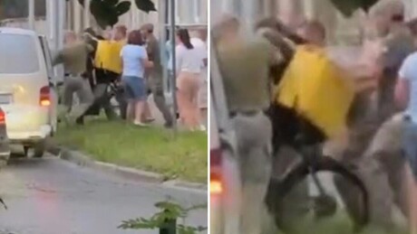 VÍDEO: Recrutadores ucranianos forçam entregador de bicicleta a entrar em carro