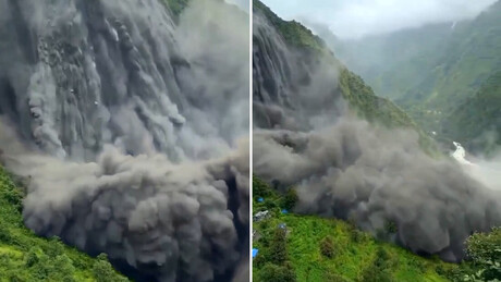 VÍDEO: Deslizamento de terra interrompe curso de rio no Nepal e gera alertas de possível inundação