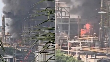 VÍDEO: Explosão em refinaria provoca incêndio com enormes colunas de fumaça na Índia