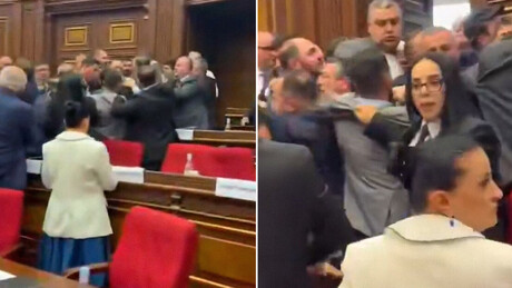 VÍDEO: Briga no Parlamento de ex-república soviética