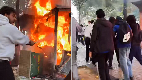 VÍDEO: Homem é atacado ao tentar apagar incêndio durante protestos estudantis na Bélgica