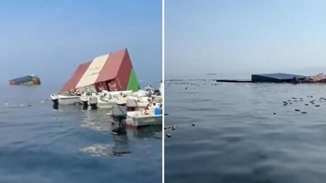 VÍDEO: Contêineres ficam à deriva no Estreito de Ormuz após naufrágio de cargueiro