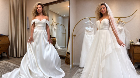 Solteira, barbeira nudista gasta R$ 8 mil em vestido de noiva e planeja casamento