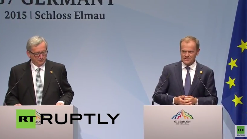 Juncker und Tusk geben Pressekonferenz vor G7-Gipfel in Elmau