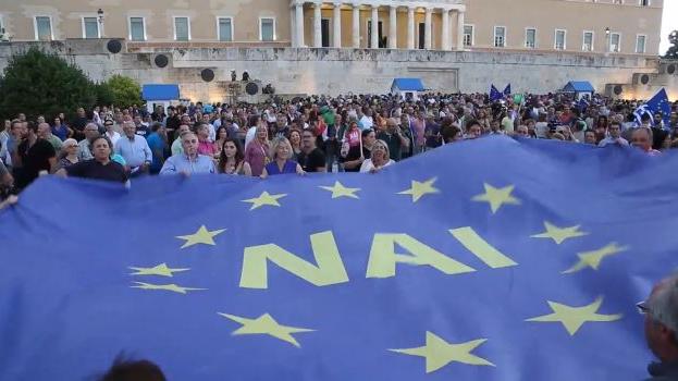 Live: Athener demonstrieren für "JA zum Euro"