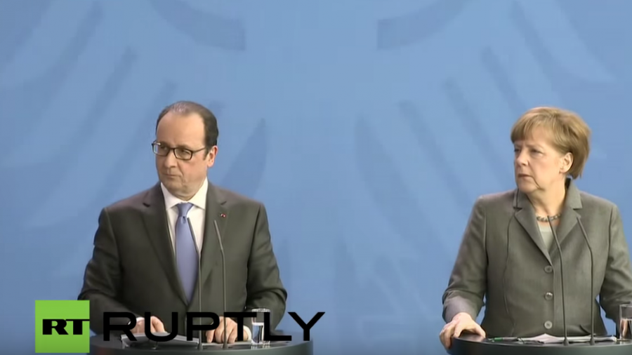 Live: Pressekonferenz von Merkel und Hollande vor dem Treffen mit Poroschenko