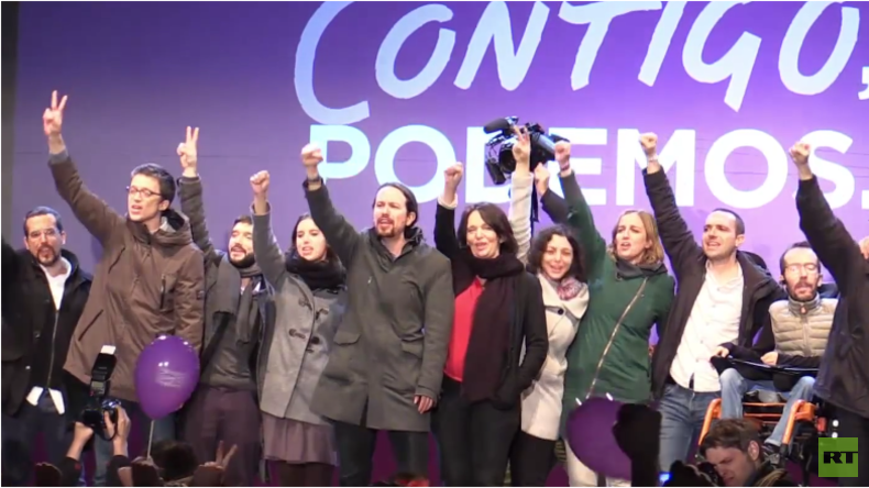 Spanien: Podemos feiert Wahlerfolg und endgültiges Ende des Zweiparteiensystems