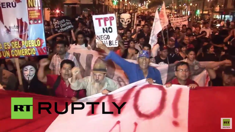 Peru: Tausende protestieren gegen Unterzeichnung von TPP - Polizei antwortet mit Tränengas
