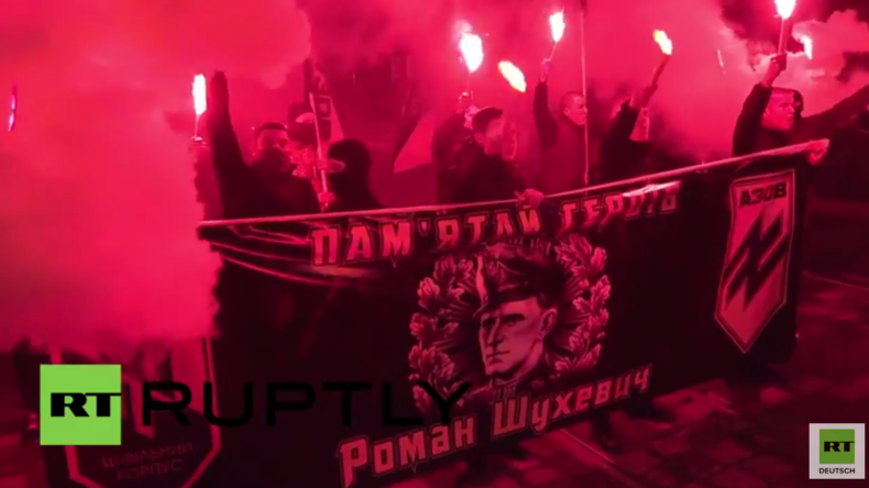 Ukraine: Rechtsradikale des Asow-Battalions veranstalten Gedenkmarsch für UPA-General Schuchewytsch