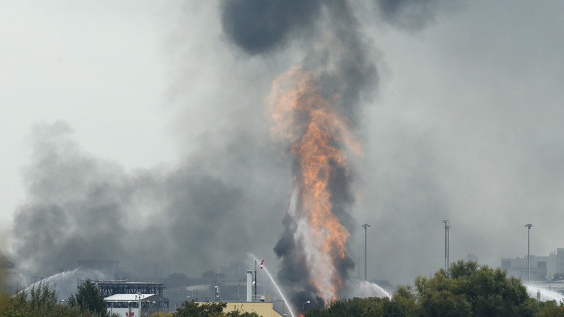 Luftaufnahmen zeigen Brand im BASF-Werk in Ludwigshafen