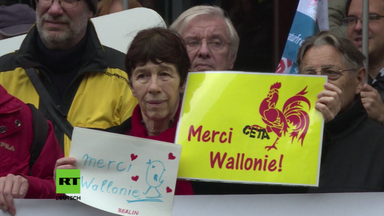 Berlin: „Merci Wallonie!“ - Demonstration zum CETA-Stopp und zur Unterstützung der Wallonen 