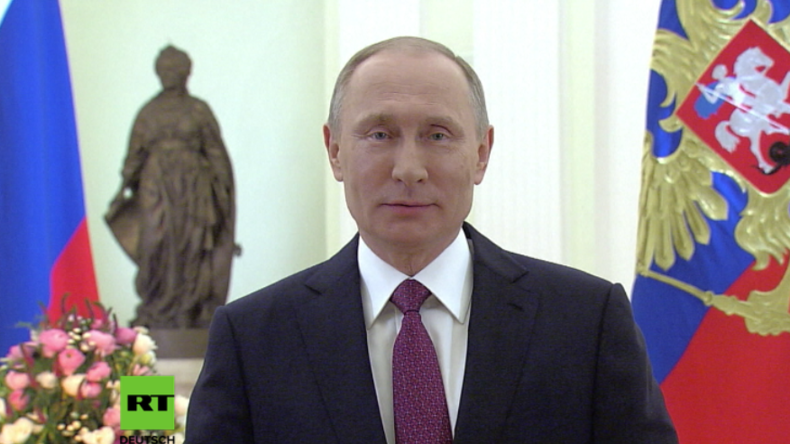 Putin hält Ansprache zum Weltfrauentag 2017. 