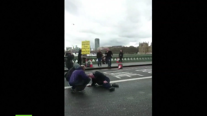 Verletzte auf der Westminister Brücke nach Terrorangriff in London.