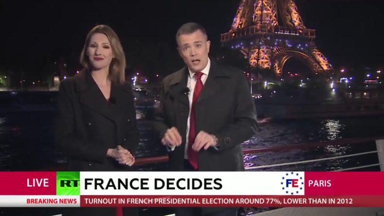 Live-Berichterstattung von RT International anlässlich der Präsidentschaftswahl in Frankreich 