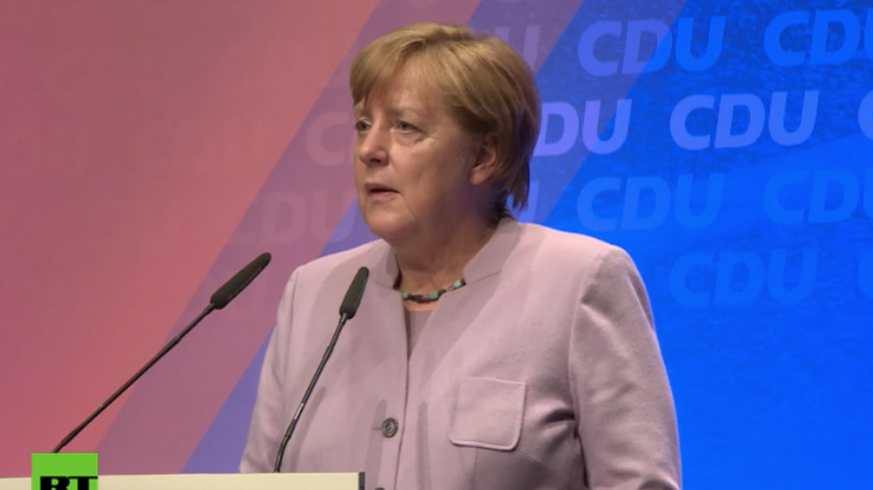 Merkel bei Wahlkampfveranstaltung in Beverungen.