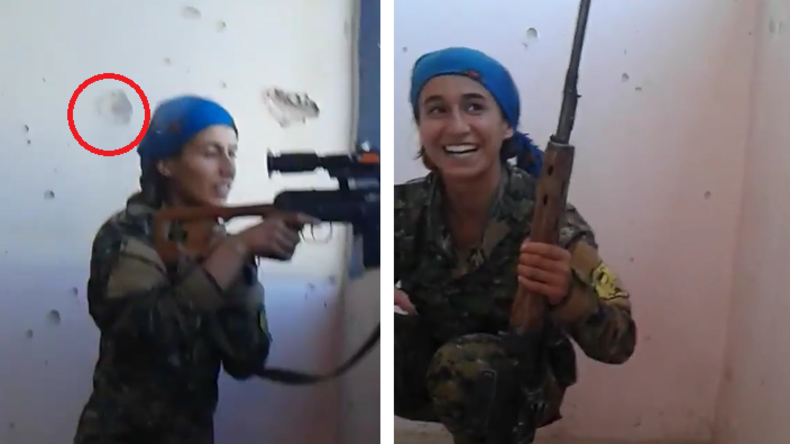 Sie lacht darüber - IS-Scharfschütze verfehlt den Kopf dieser kurdischen Kämpferin nur haarscharf