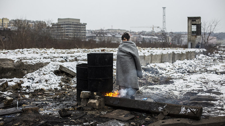 "Flüchtlinge in Belgrad"  vom spanischen Fotografen Alejandro Martinez Velez 
