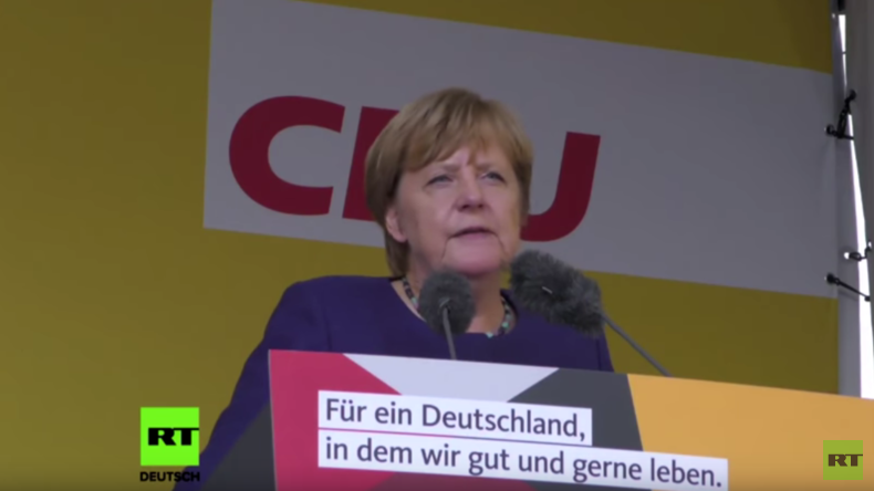 Merkels Wahlkampfrede in Gelnhausen trifft auf Buh-Rufe und Applaus