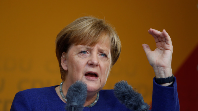 Live: Merkel hält unter Buh-Rufen und Pfiffen Wahlkampfrede in Heppenheim