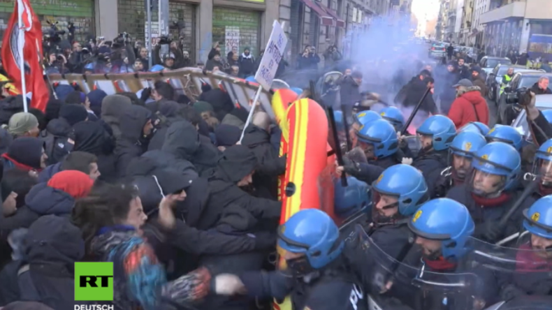 Italien vor den Parlamentswahlen: Zusammenstöße zwischen vermummten Linken und Polizei