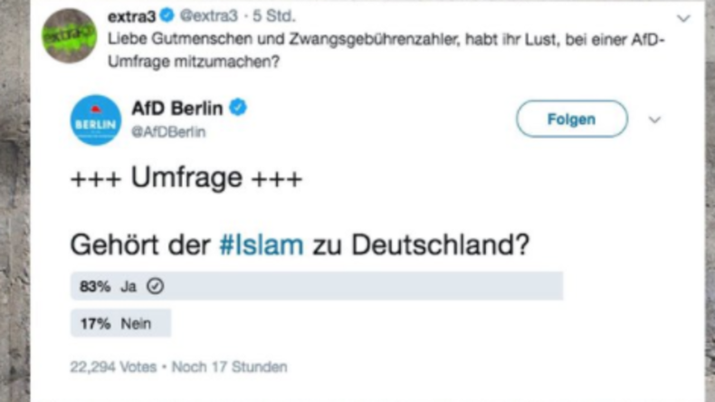"Gelöscht ist gelöscht" – AfD löscht Umfrage zu Islam in Deutschland